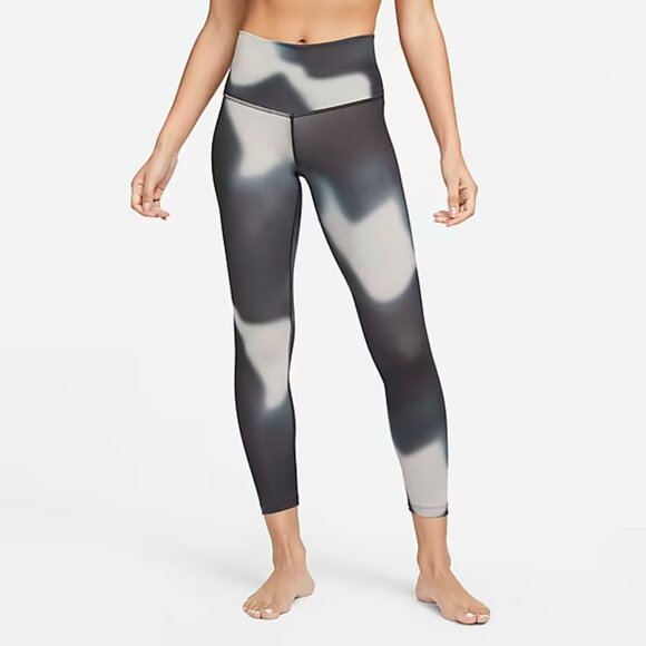 Nike Pants - Nike Yoga Dri-FIT High Rise Leggings Grey Black Gradient Tie Dye Size S 7/8